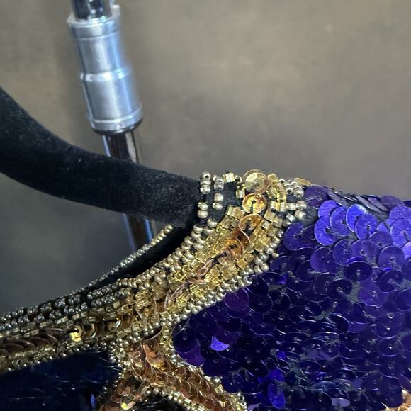 Vintage Black Tie Silk Sequin Top Stunning Condition Size Small Vintage 80's - Picture 11 of 13